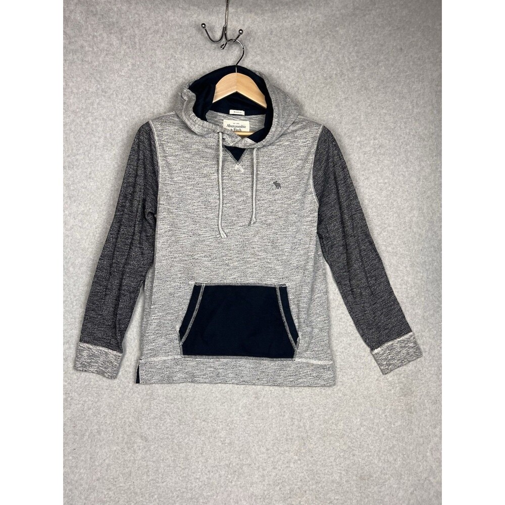 Abercrombie & Fitch Hoodie Mens Small Muscle Pullover Logo A&F Gray Y2K Vintage